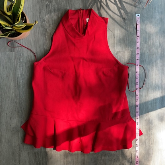 Anthropologie red mock neck peplum top size S - Picture 7 of 8